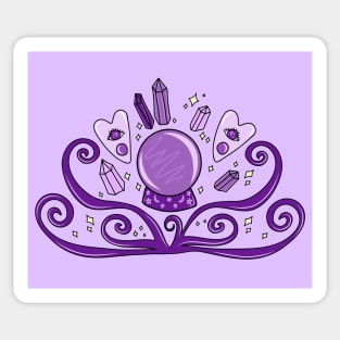 Mystical Purple Fortune Teller, Crystal Ball, Crystals, and Planchettes Design, made by EndlessEmporium Sticker